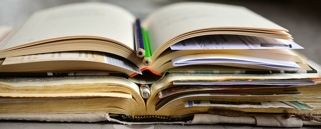 books and pencils for reading and studying